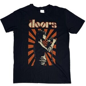 Black Relaxed Fit Cracked Graphic Band T-Shirt – The Doors Jim Morrison Tee